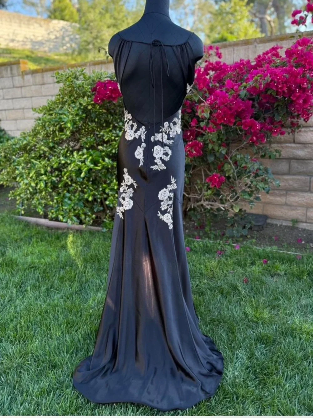 LAST CHANCE Vintage Y2K black and tan/gold fairycore embellished prom dress gown - Picture 3 of 6